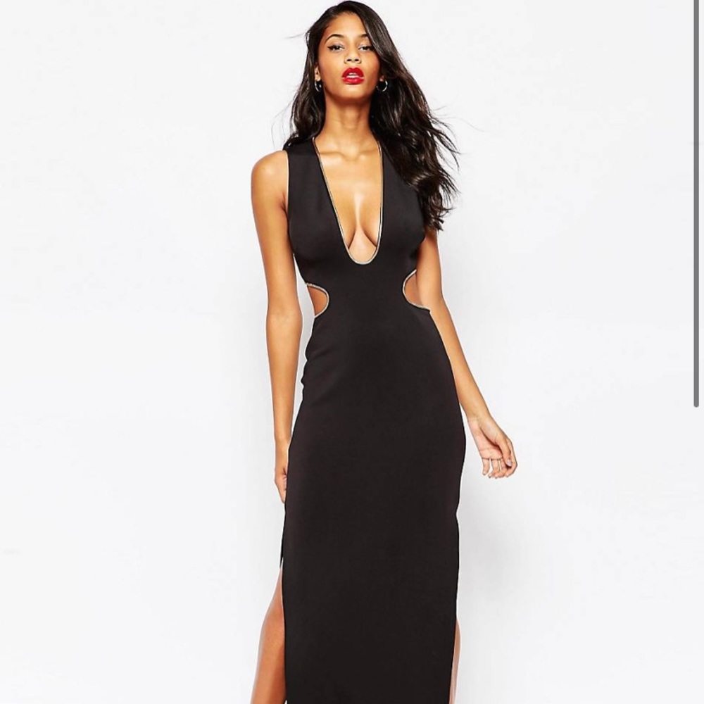 ASOS Petite Deep Plunge Chain Cutout Maxi